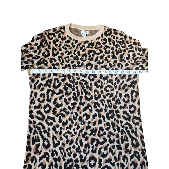 J. Crew Factory Leopard Print Mob Wife Mini Dress Women's Small Tan Sweater - Picture 7 of 8